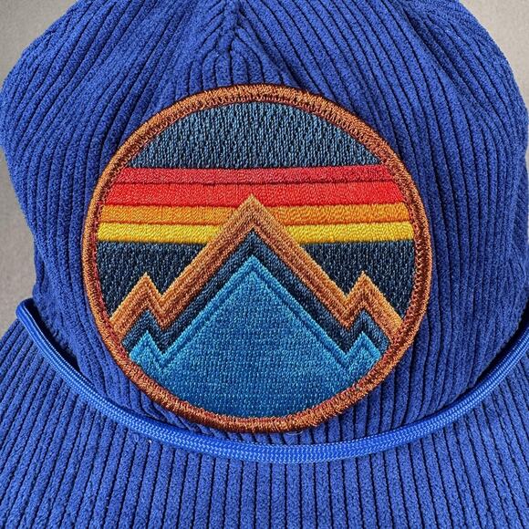 Aviator Nation Hat Cap Snap Back Blue Corduroy Mountain Patch Retro Stripe Mens - Picture 2 of 12